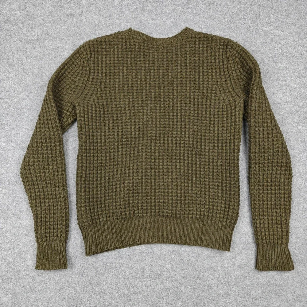 AllSaints Sweater Mens Medium Green‎ Lambswool Waffle Knit Crewneck Pullover